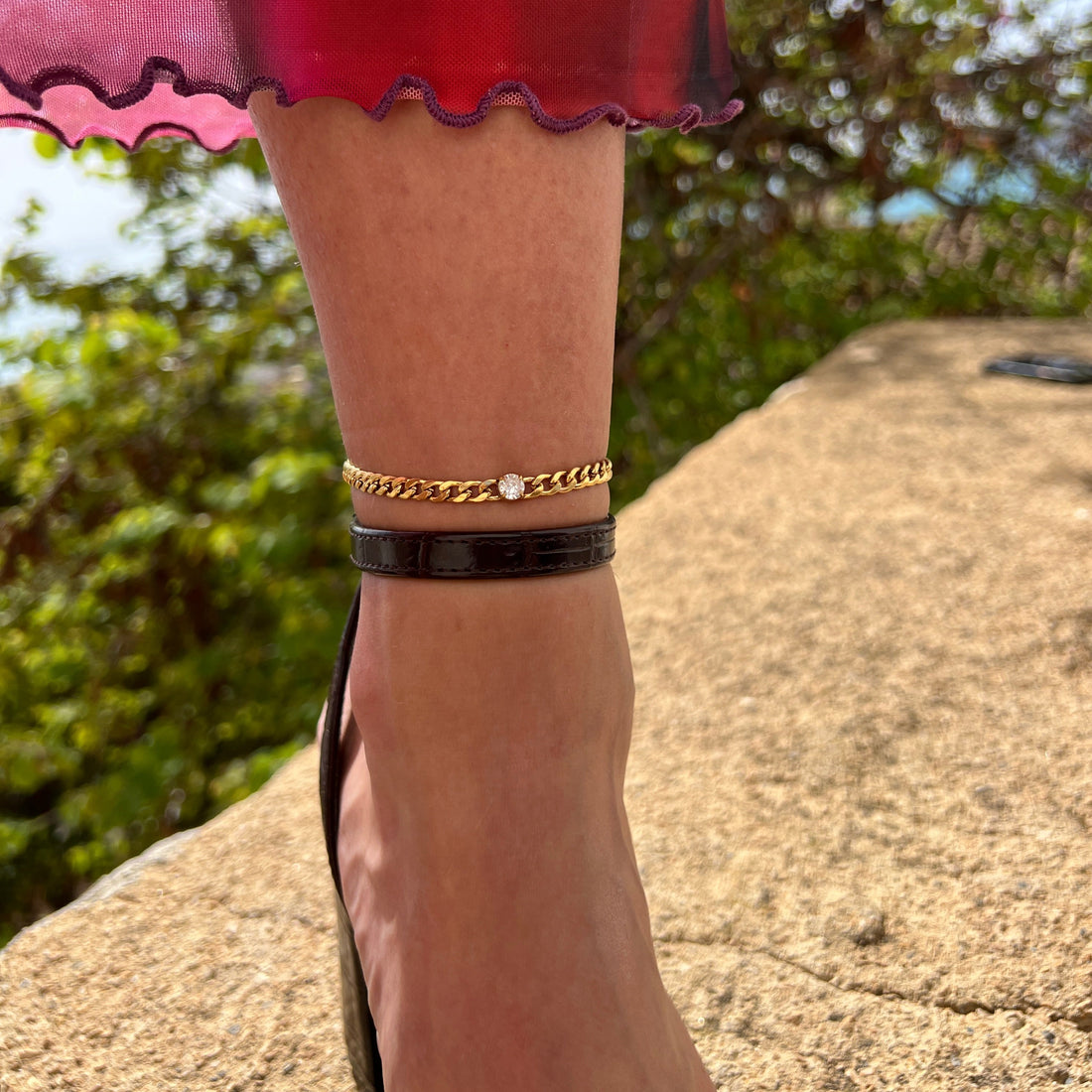 SOLITAIRE CHARM. ANKLET