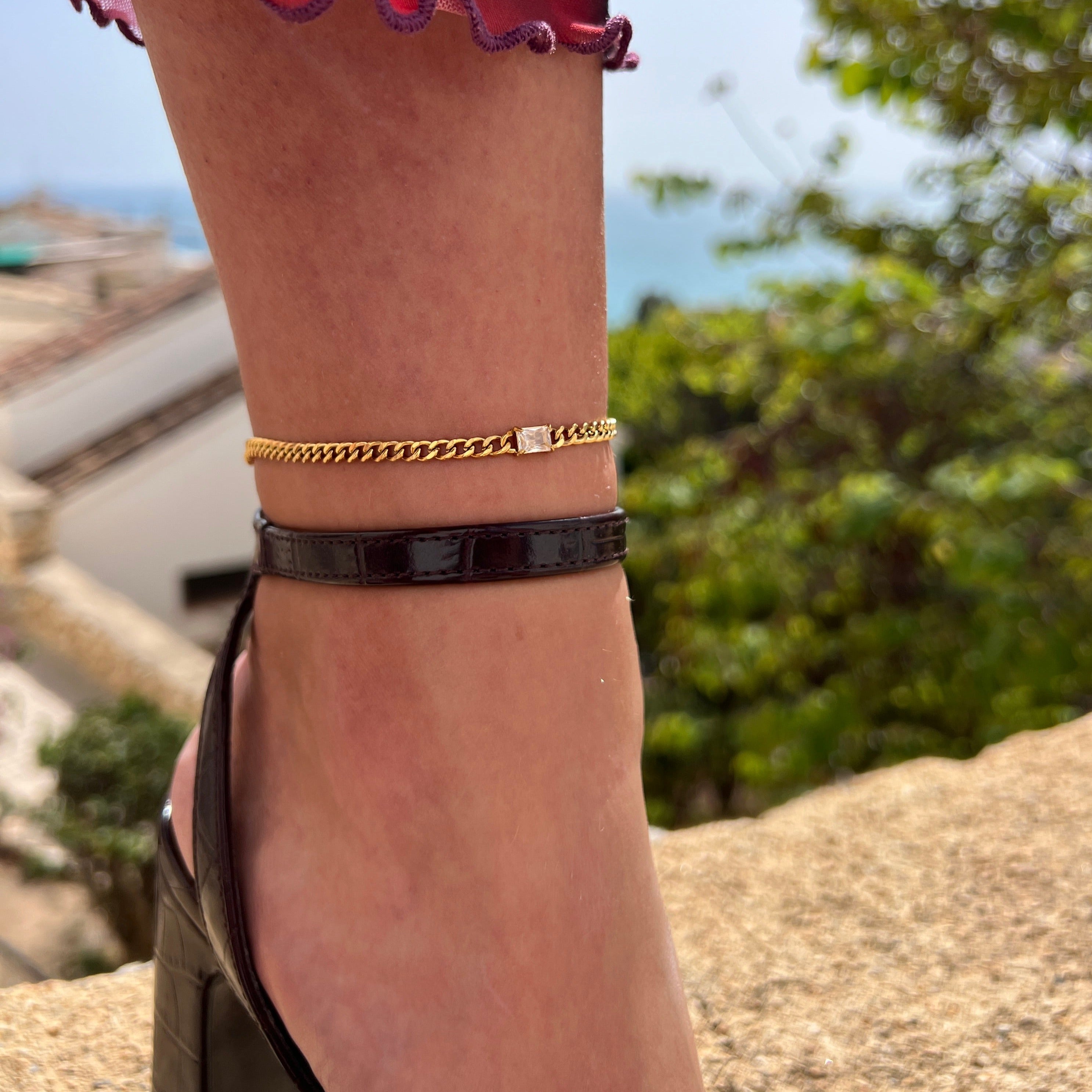 SQUARE CHARM. ANKLET